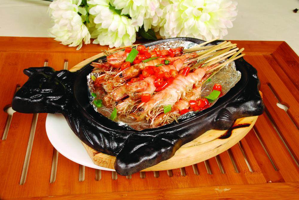铁板串烧虾