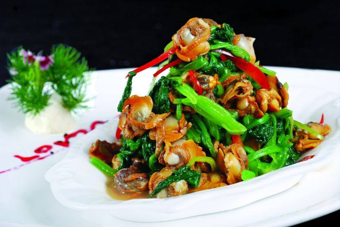菠菜拌毛蚬肉